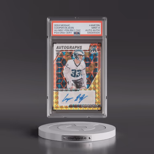 2024 Panini Mosaic Autographs Mosaic #AMCDN Cooper Dejean - Fusion Red & Yellow Choice (PSA 9 MINT)