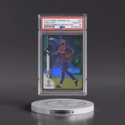 2019 Topps Chrome UEFA Champions League #45 Ansu Fati - Green Bubbles Refractor (PSA 10 GEM MINT)