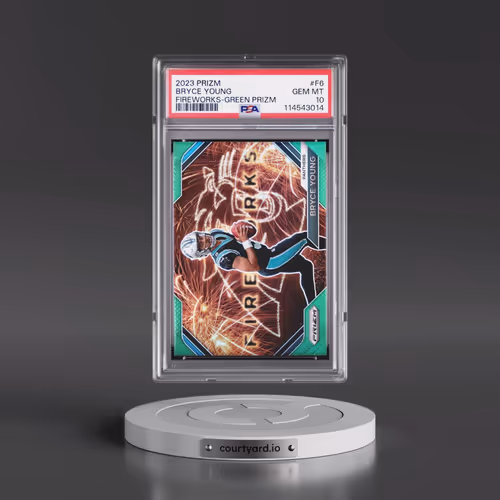 2023 Panini Prizm Fireworks #F6 Bryce Young - Green Prizm (PSA 10 GEM MINT)