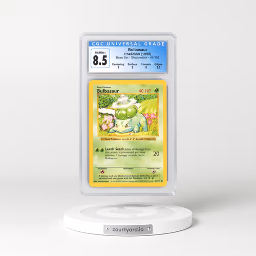 1999 Base Set #44/102 Bulbasaur - Shadowless (CGC 8.5 NM-MT+)