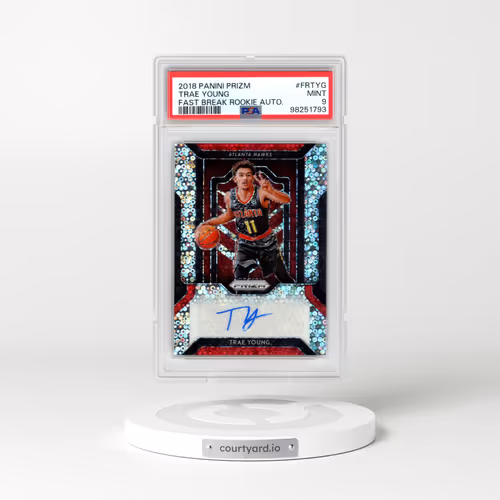 2018 Panini Prizm Fast Break Rookie Autographs #FRTYG Trae Young (PSA 9 MINT)