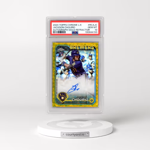 2024 Topps Chrome Logofractor Edition MLB Refractor Chrome Autographs #RCAJC Jackson Chourio - Gold