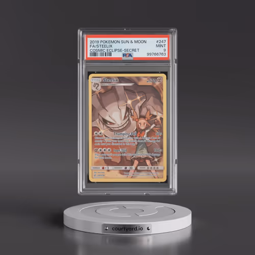 2019 Pokémon Sun & Moon Cosmic Eclipse #247 Steelix - Full Art Secret (PSA 9 MINT)