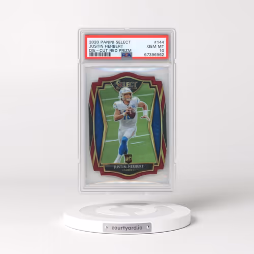 2020 Panini Select #144 Justin Herbert - Die-Cut Red Prizm (PSA 10 GEM MINT)
