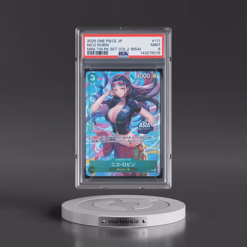 2025 One Piece Japanese Mini-Tin Pack Set Vol.2 #111 Nico Robin - Bisai (PSA 9 MINT)