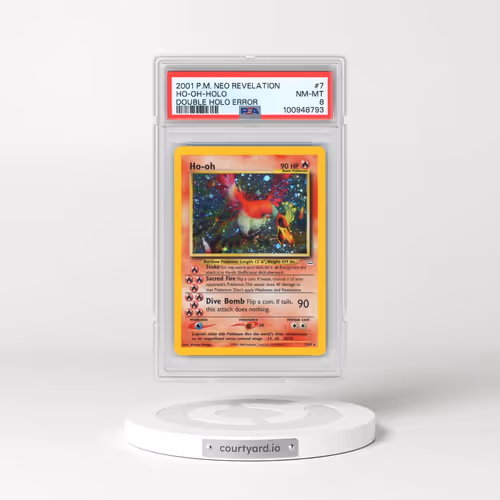 2001 Pokémon Neo Revelation #7 HO-Oh - Double Holo Error (PSA 8 NM-MT)