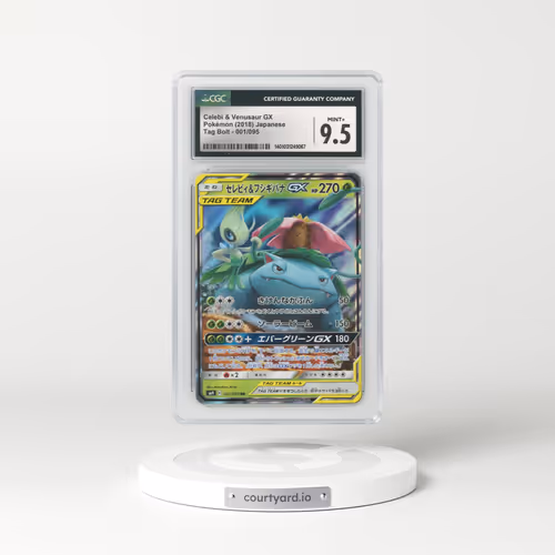 2018 Japanese Tag Bolt #1 Celebi & Venusaur GX - Full Art Holo (CGC 9.5 MINT+)