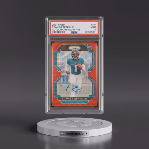 2021 Panini Prizm #344 Travis Etienne Jr. - Autograph-Red Wave (PSA 9 MINT)