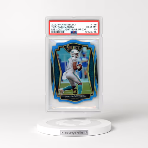 2020 Panini Select #145 Tua Tagovailoa - Die-Cut Light Blue Prizm (PSA 10 GEM MINT)