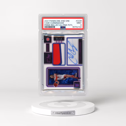 2021 Panini One and One Prime Rookie Jersey Autographs #CCM Cade Cunningham - Pink Fotl (PSA 9 MINT)