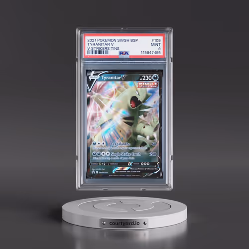 2021 Pokémon Swsh Black Star Promo #109 Tyranitar V - Holo V Strikers Tins (PSA 9 MINT)