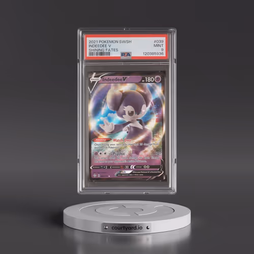2021 Pokémon Sword & Shield Shining Fates #039 Indeedee V - Holo (PSA 9 MINT)