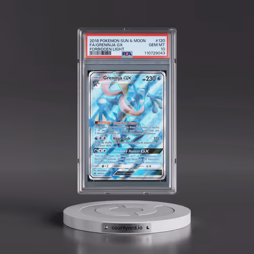 2018 Pokémon Sun & Moon Forbidden Light #120 Greninja GX - Holo Full Art (PSA 10 GEM MINT)
