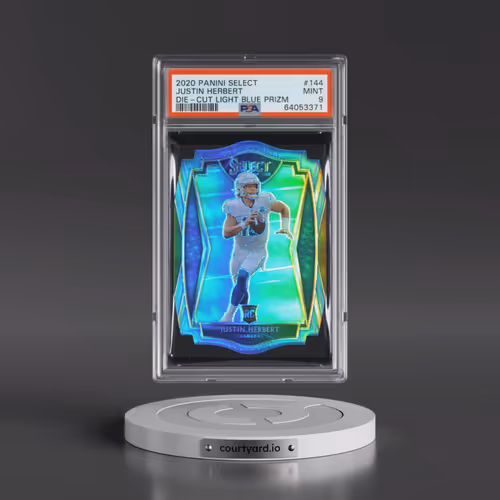 2020 Panini Select #144 Justin Herbert - Die-Cut Light Blue Prizm (PSA 9 MINT)