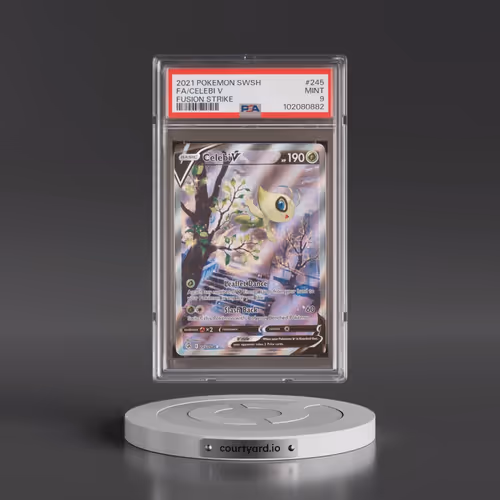 2021 Pokémon Sword & Shield Fusion Strike #245 Celebi V - Holo Full Art (PSA 9 MINT)