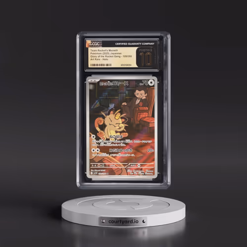 2025 Pokémon SV10-Glory of Team Rocket #109 Team Rocket's Meowth - Art Rare (CGC 10 PRISTINE)