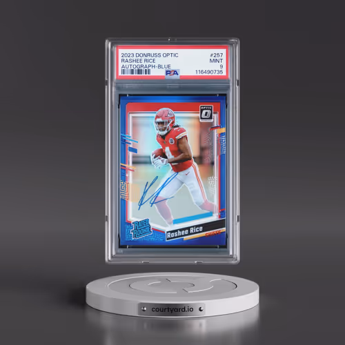 2023 Panini Donruss Optic #257 Rashee Rice - Autograph-Blue (PSA 9 MINT)