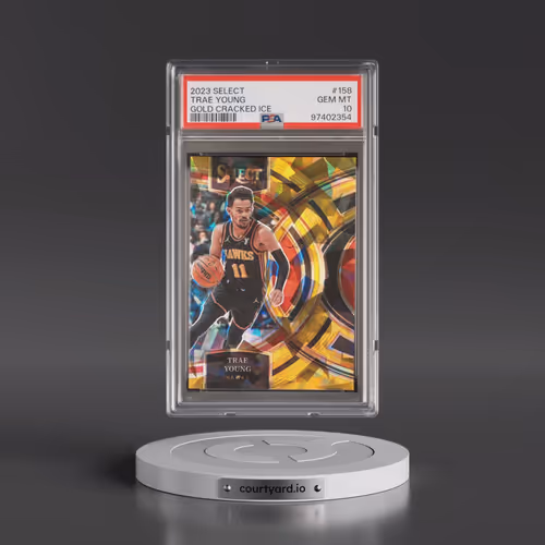 2023 Panini Select #158 Trae Young - Gold Cracked Ice (PSA 10 GEM MINT)