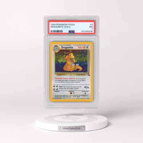 1999 Pokémon Fossil #4 Dragonite - Holo (PSA 7 NM)