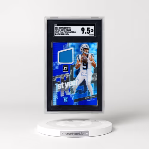 2023 Donruss Optic #FYF-BR Bryce Young - First Year Fresh Mat. Blue Hyper Prizm (SGC 9.5 MINT+)