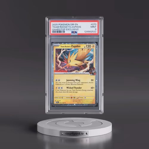 2025 Pokémon Dri EN-Destined Rivals #070 Team Rocket's Zapdos - Gamestop Exclusive (PSA 9 MINT)