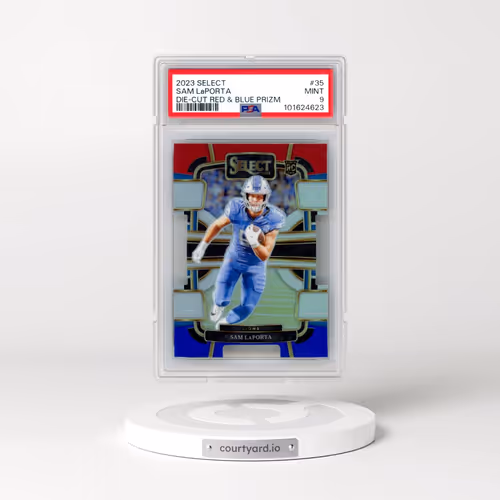 2023 Panini Select #35 Sam LaPorta - Die-Cut Red & Blue Prizm (PSA 9 MINT)