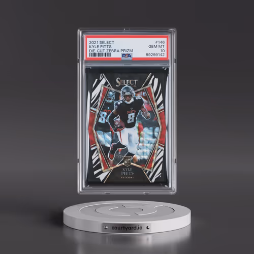 2021 Panini Select #146 Kyle Pitts - Die-Cut Zebra Prizm (PSA 10 GEM MINT)