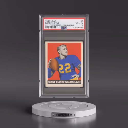 1948 Leaf #6 Bobby Layne - Yellow Pants, Err.Bobbie (PSA 4 VG-EX)