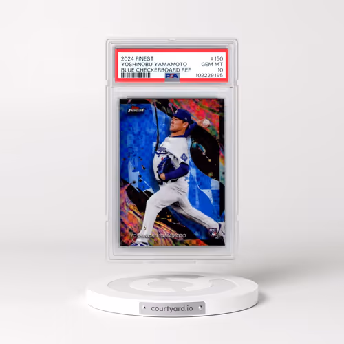 2024 Topps Finest #150 Yoshinobu Yamamoto - Blue Checkerboard Refractor (PSA 10 GEM MINT)