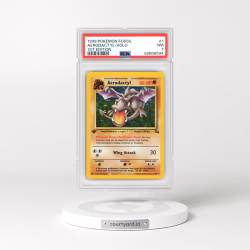 1999 Pokémon Fossil #1 Aerodactyl - 1st Edition Holo (PSA 7 NM)