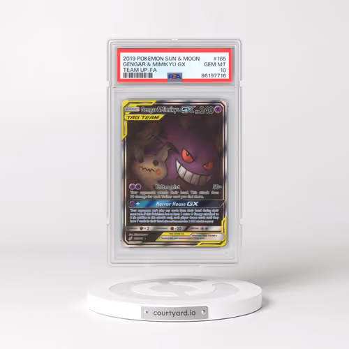 2019 Pokémon Sun & Moon Team Up #165 Gengar & Mimikyu GX - Holo Full Art (PSA 10 GEM MINT)