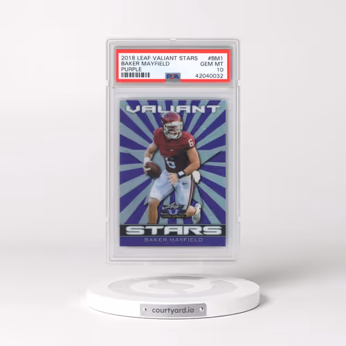 2018 Leaf Valiant Stars #BM1 Baker Mayfield - Purple (PSA 10 GEM MINT)