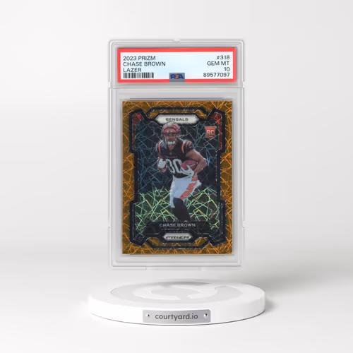 2023 Panini Prizm #318 Chase Brown - Lazer Prizm (PSA 10 GEM MINT)