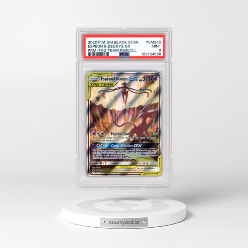 2020 Pokémon SM Black Star Promo #SM240 Espeon & Deoxys GX - Holo Tag Team Powers Collection (PSA 9
