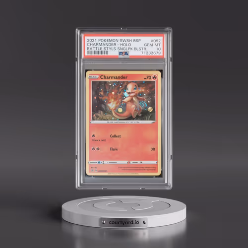 2021 Pokémon Swsh Black Star Promo #092 Charmander - Holo Battle Styles Single Pack Blister (PSA 10