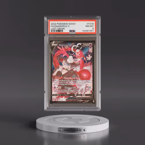 2022 Pokémon Sword & Shield Lost Origin #TG18 Enamorus V - Holo Full Art (PSA 8 NM-MT)