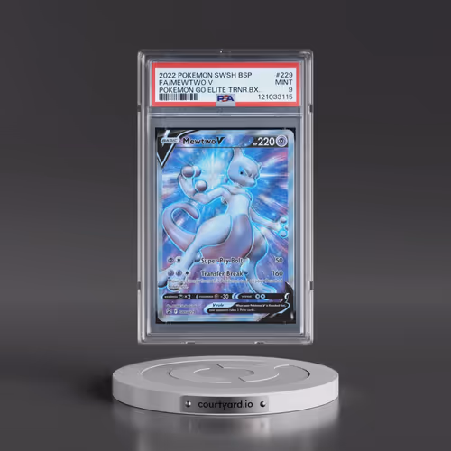 2022 Pokémon Swsh Black Star Promo #229 Mewtwo V - Holo Full Art Pokemon Go Elite Trainer Box (PSA 9