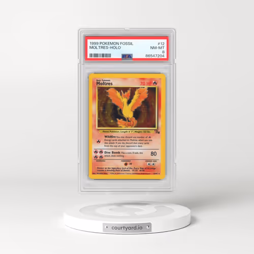 1999 Pokémon Fossil #12 Moltres - Holo (PSA 8 NM-MT)