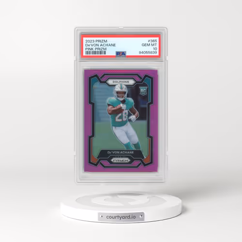 2023 Panini Prizm #365 DE'Von Achane - Pink Prizm (PSA 10 GEM MINT)