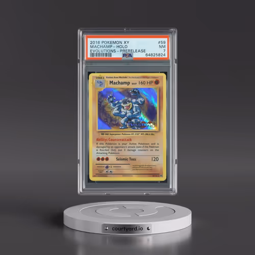 2016 Pokémon XY Evolutions #59 Machamp - Holo Prerelease (PSA 7 NM)
