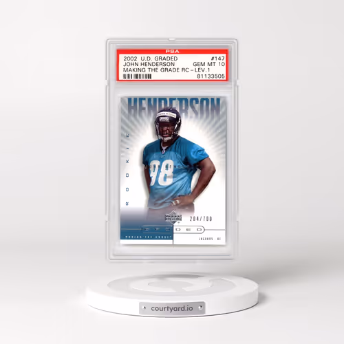 2002 Upper Deck Graded #147 John Henderson - Making the Grade RC-Lev.1 (PSA 10 GEM MINT)