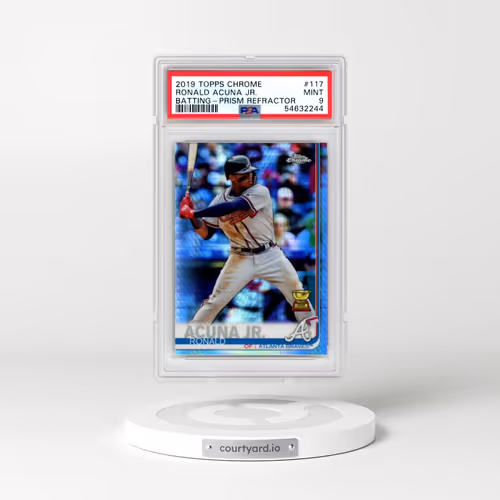 2019 Topps Chrome #117 Ronald Acuna Jr. - Batting-Prism Refractor (PSA 9 MINT)