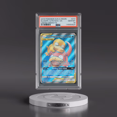 2019 Pokémon Sun & Moon Unified Minds #217 Slowpoke & Psyduck GX - Holo Full Art (PSA 10 GEM MINT)
