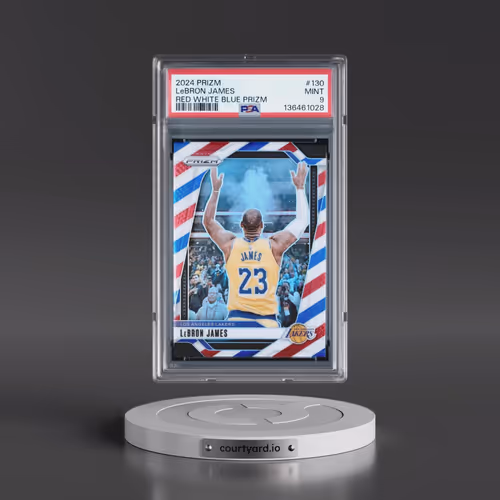 2024 Panini Prizm #130 LeBron James - Red White Blue Prizm (PSA 9 MINT)