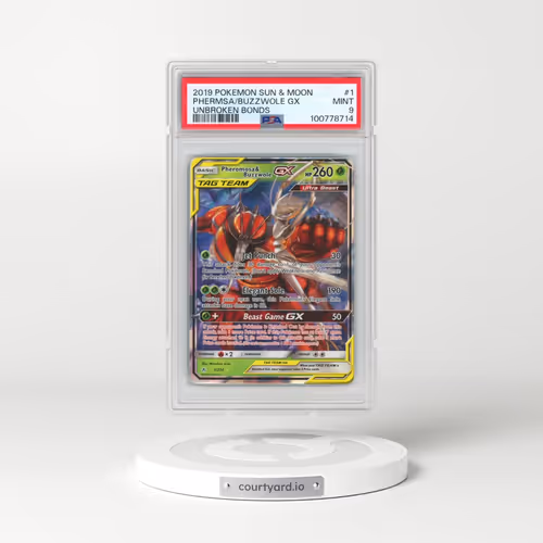 2019 Pokémon Sun & Moon Unbroken Bonds #1 Pheromosa & Buzzwole GX - Holo (PSA 9 MINT)