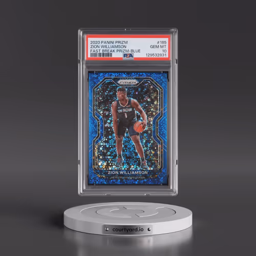 2020 Panini Prizm #185 Zion Williamson - Fast Break Prizm-Blue (PSA 10 GEM MINT)