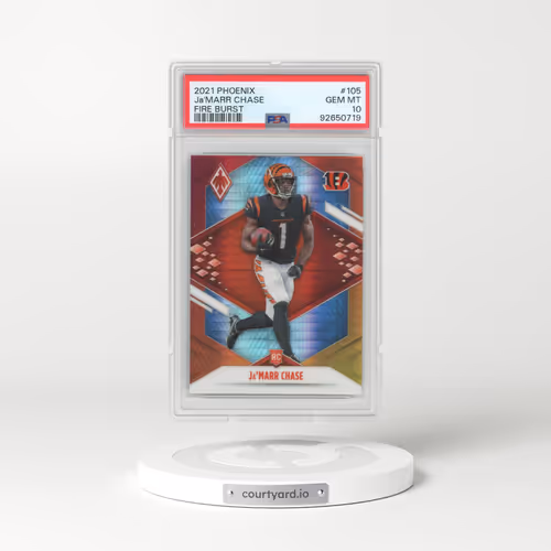 2021 Panini Phoenix #105 JA'Marr Chase - Fire Burst (PSA 10 GEM MINT)