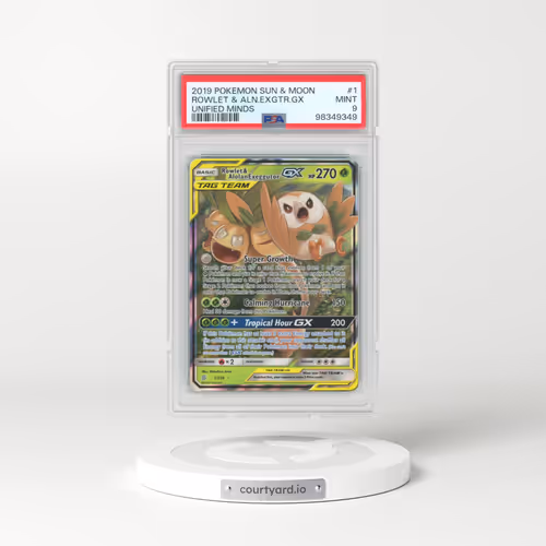2019 Pokémon Sun & Moon Unified Minds #1 Rowlet & Alolan Exeggutor GX - Holo (PSA 9 MINT)