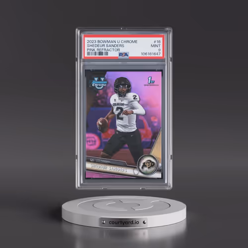 2023 Bowman University Chrome #16 Shedeur Sanders - Pink Refractor (PSA 9 MINT)