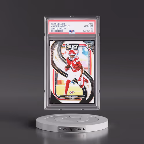 2024 Panini Select #119 Xavier Worthy - White Prizm (PSA 10 GEM MINT)